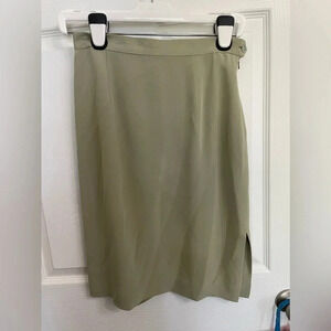 Vintage Rena Rowan Womens Skirt SZ 6 Tan Beige Pencil Knee Length 100% Silk